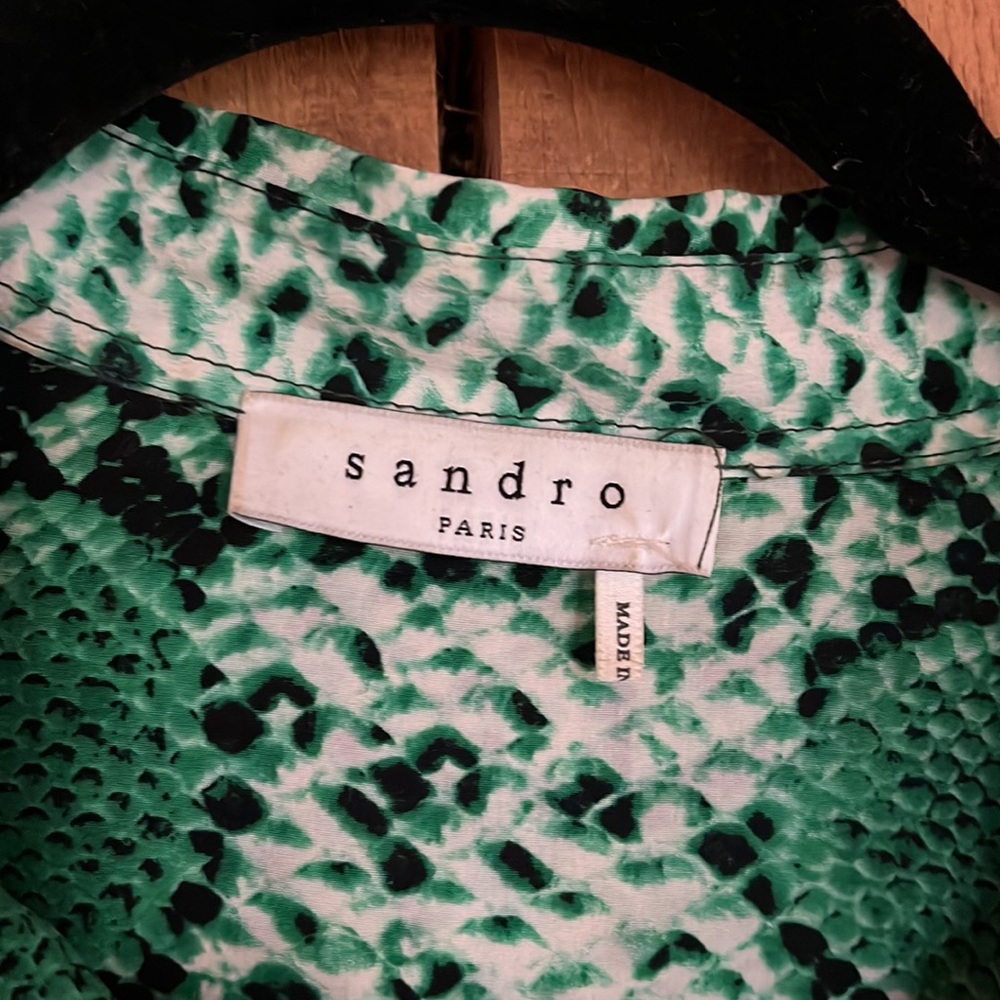 Silk Green Python Button Down Blouse - image 2